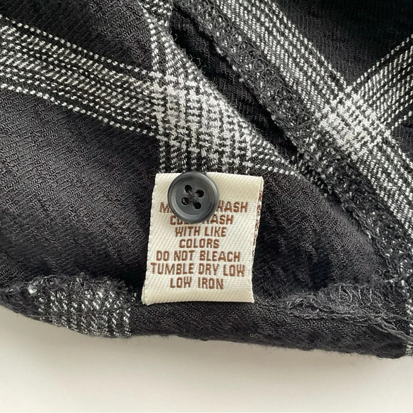 Vintage Havana Dress S Black White Plaid Puff Sleeve Raw HemTie Waist Oversized - Picture 11 of 12